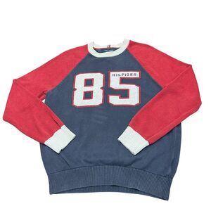 Tommy Hilfiger Pullover Sweater Mens Small Cotton Blend Crew Neck Logo blue